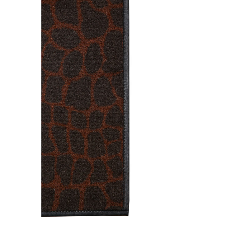 Tapis brun / rouge à imprimé animal, Rectangle 9 pi x 10 pi