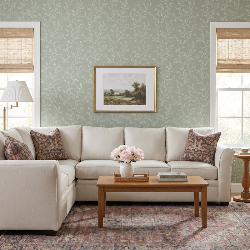 Bridgeport L Sectional, Taupe Plaid; 0126-73, Flax