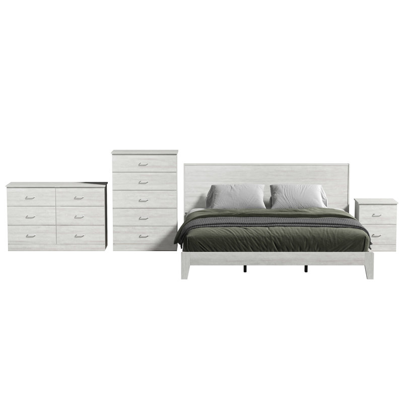 Allyannah 4 Pieces Bedroom Set, Dusty Gray Oak, King
