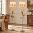 64" Rustic Antler Floor Lamp With Night Light & Tray