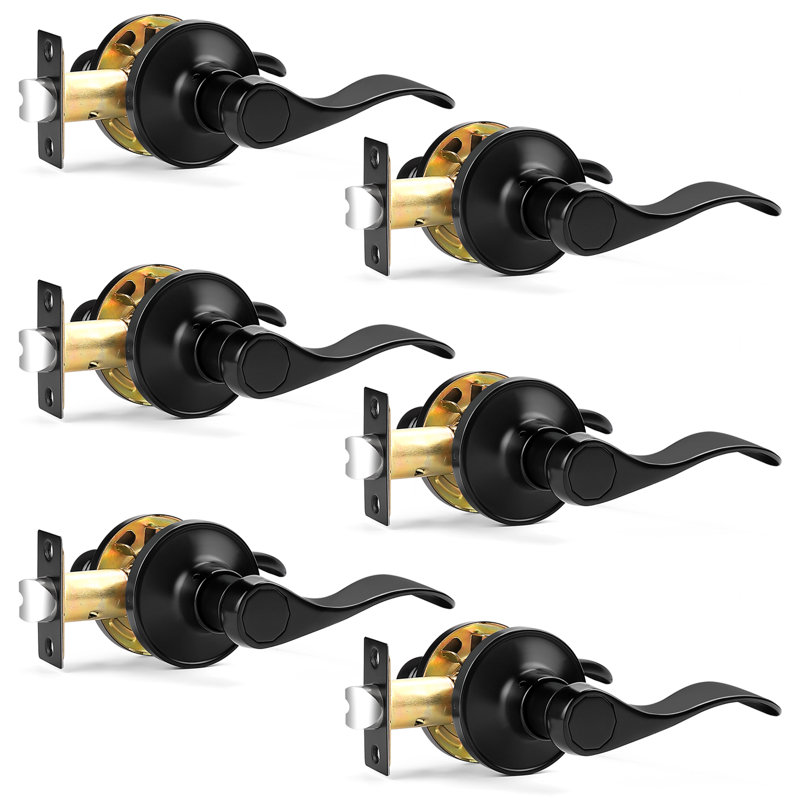 Passage Door Lever with Round Rosette, Black