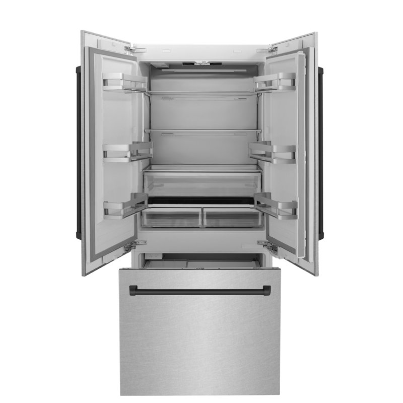 ZLINE 36" 19.6 cu. ft. Built-In 3-Door French Door Refrigerator with Internal Water and Ice Dispenser, Satin Stainless Steel
