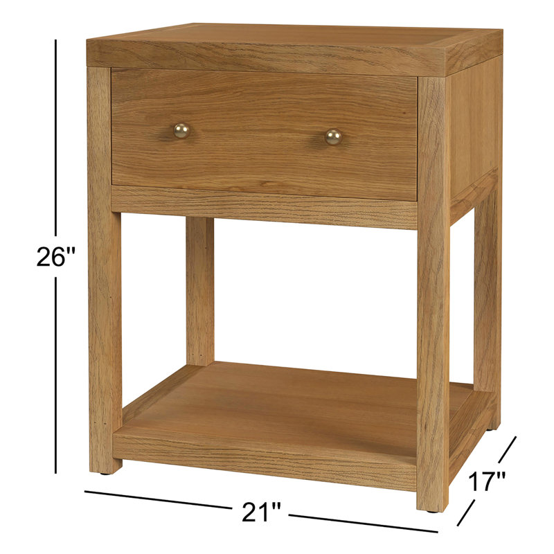 Nora 21 in. W Wood 1 Drawer Small Nightstand with Shelf, Natural