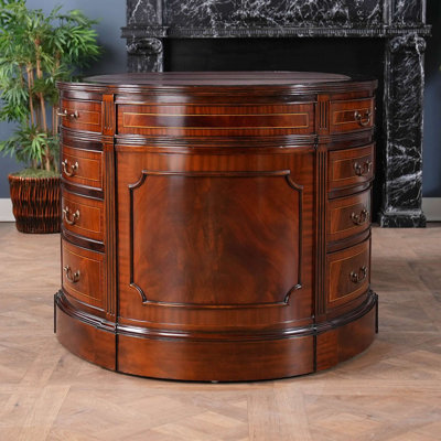 Oval Solid Wood Writing Desk