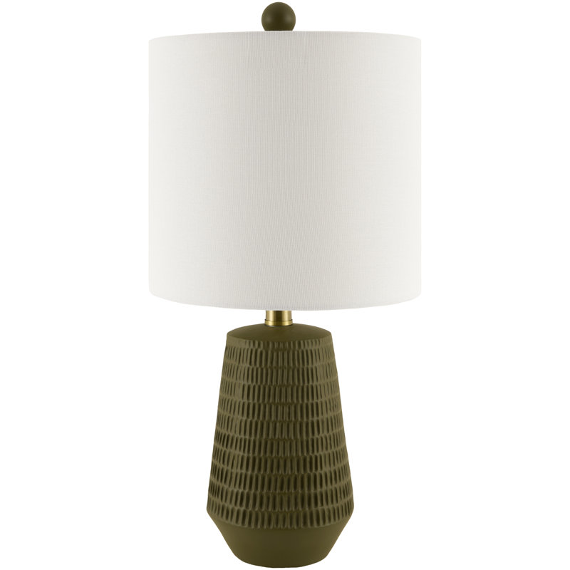 Ashyra Resin Table Lamp, Dark Green, White