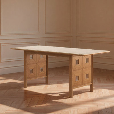 Rectangular Solid Wood Rock-Board Dining Table
