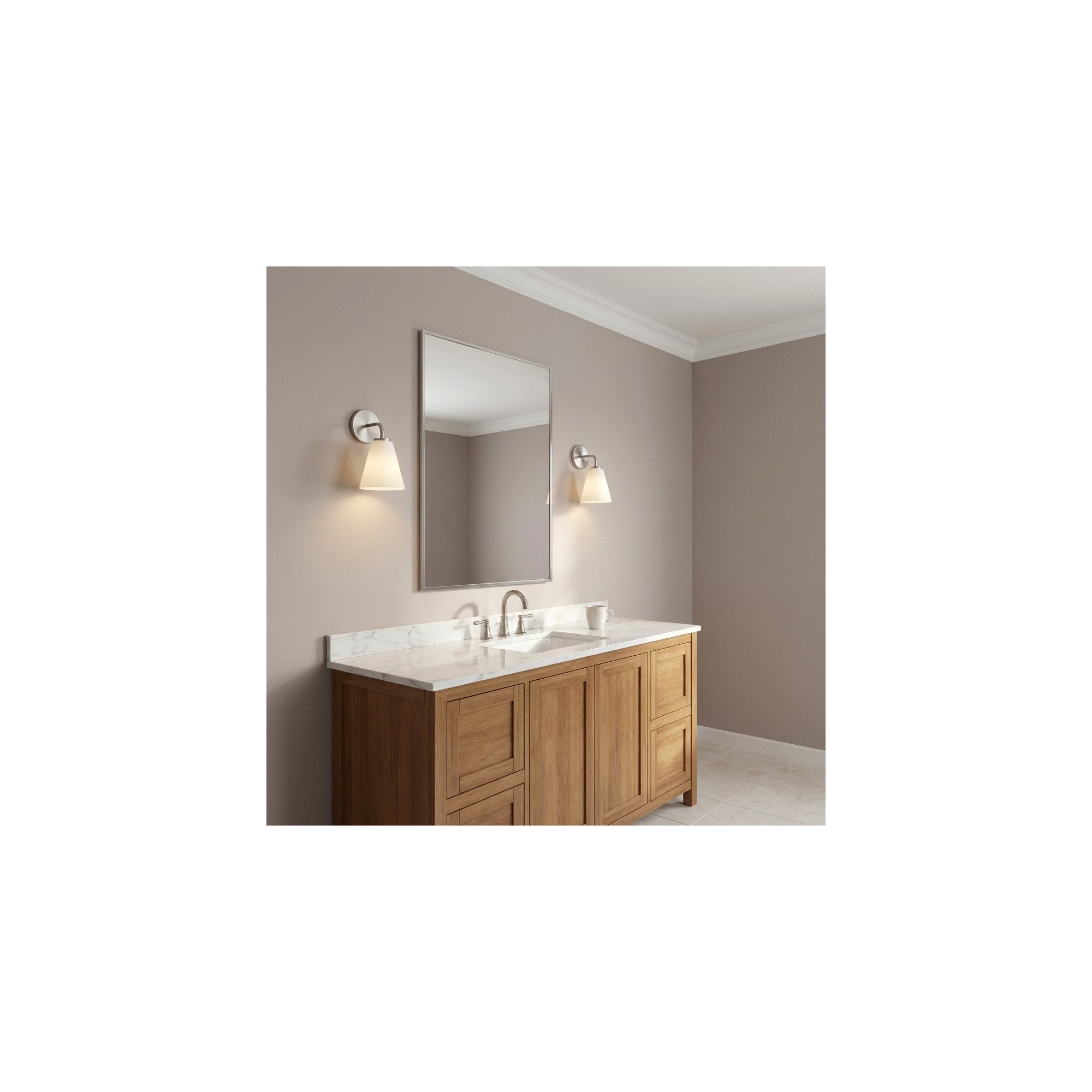 Senda One Light Vanity, 1, White, Brushed Nickel