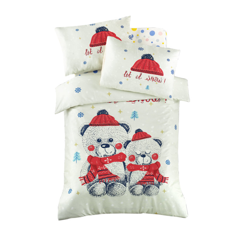 Ensemble de housse de courtepointe douce 100% coton Ranforce Baby, gris, rouge, noir et blanc | Comprend une housse de couette (39,4 x 59,1 po), un drap plat (39,4 x 59,1 po), 2 taies d'oreiller (13,8 x 17,7 po) | Enveloppe et fermeture à boutons, 117 fi