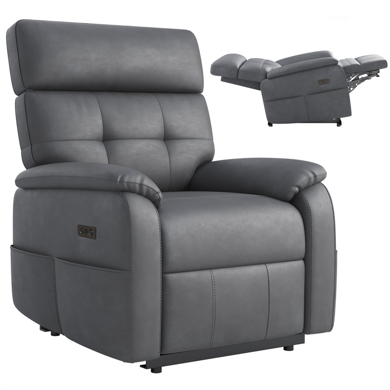 Zero Gravity Electric Leather Recliner Chair with  USB Charger & Storage Pockets, Black