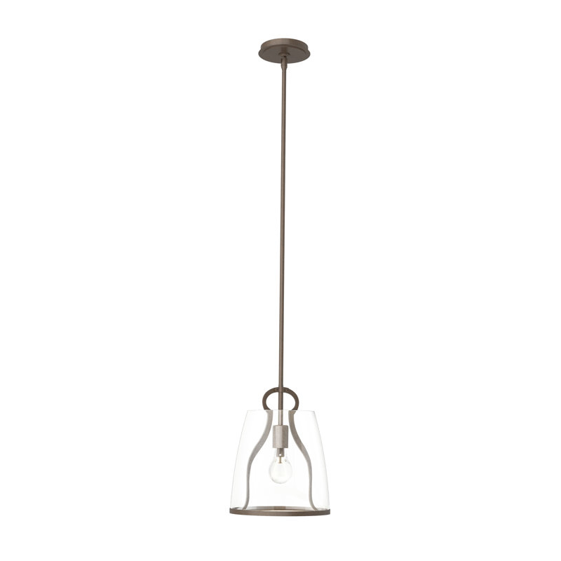 Caliper 1 - Light Single Dome Pendant, Clear, Bronze