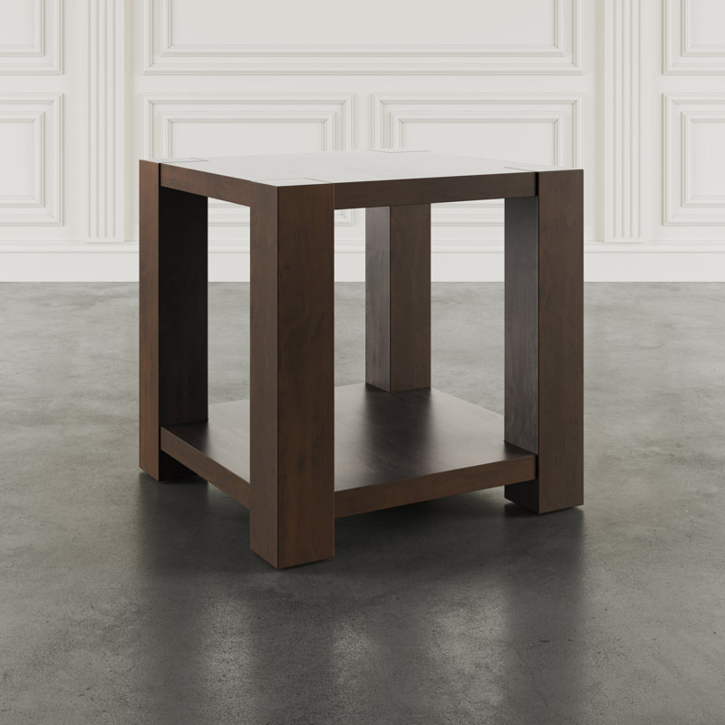 Table de bout carrée moderne avec rangement en bloc 24 po Bragenham