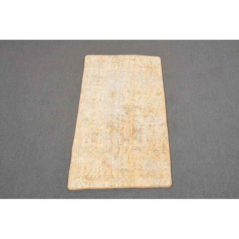 Vintage Turkish Oushak Small Rug in Beige for Bedroom Decor or Small Spaces