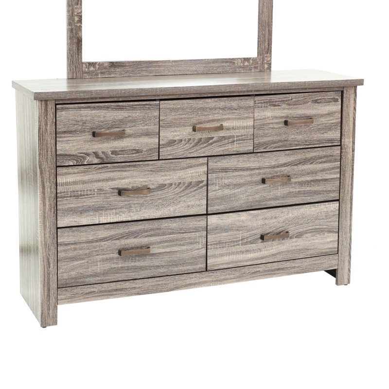 DRESSER en chêne gris, commode moderne à 7 tiroirs, chêne gris