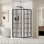 Cabine de douche d'angle à double cadre 36 po x 36 po x l 36 po x H 36 po avec verre trempé transparent de couleur noir mat de 1/4 po (6 mm) et finition à lignes
