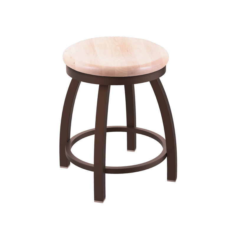 802 Misha Swivel Vanity Stool with Wood Seat, Bronze, Natural Maple