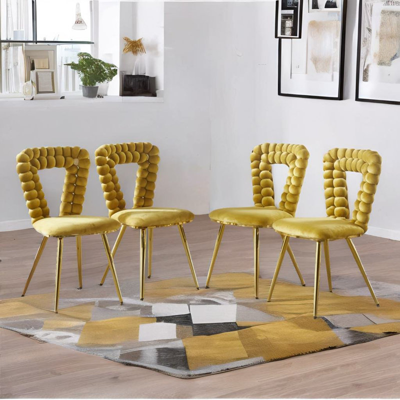 Ensemble de 4 chaises de salle à manger Corrigan, Jaune