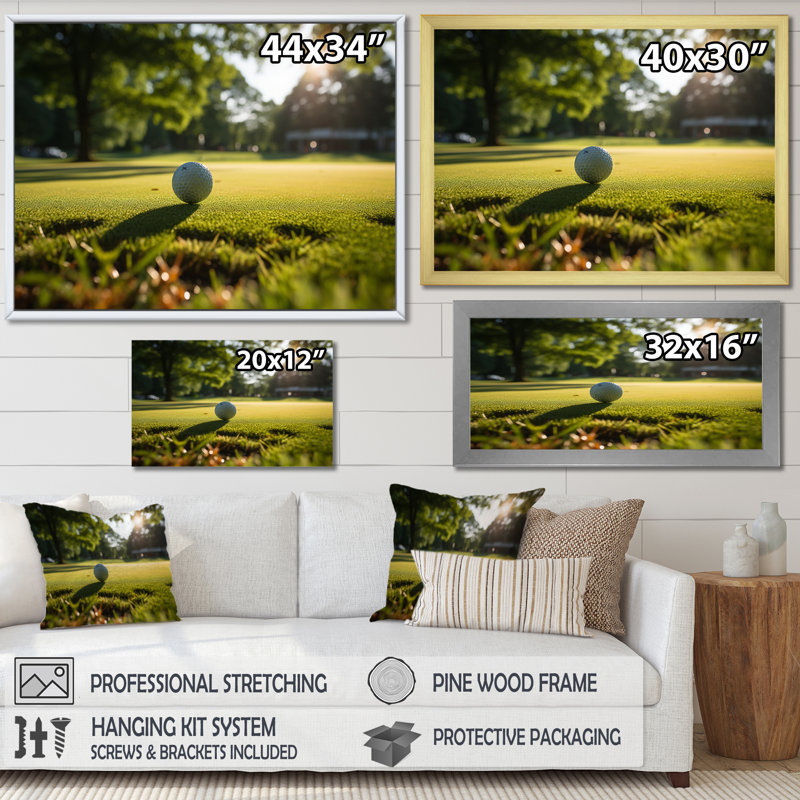Golf Putting Green Tranquillity III - Sports Canvas Art Print, H 24 po x l 32 po x P 1 po, Encadrement doré