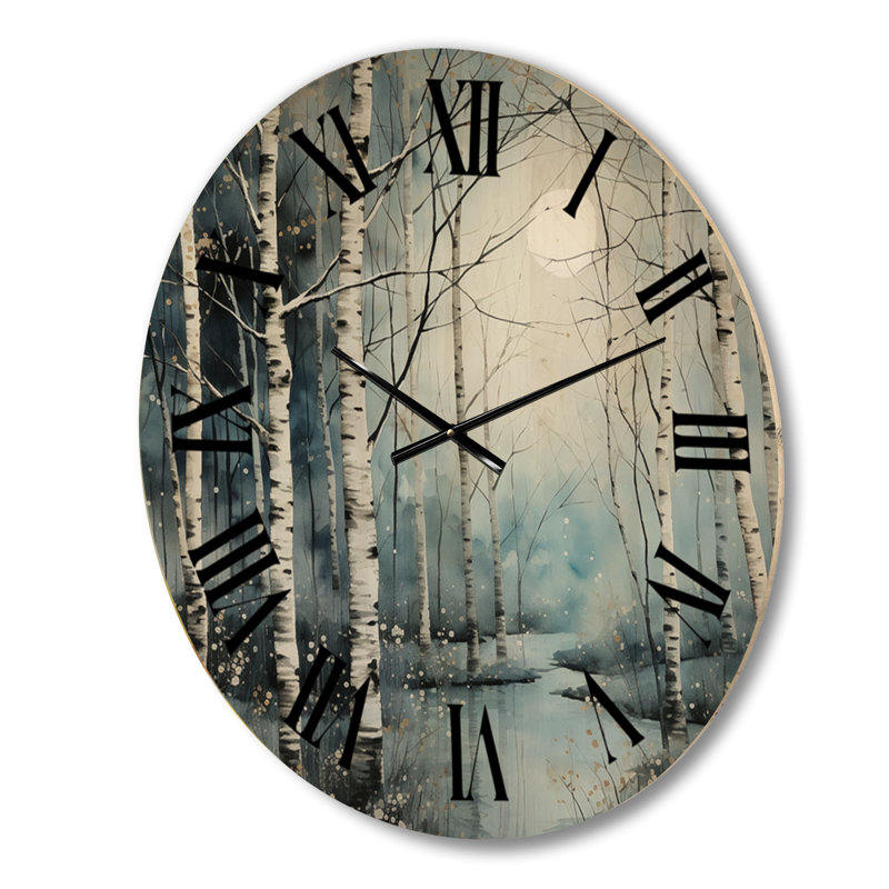Horloge murale Birch Woods Mystic Moonlight II, Moyenne