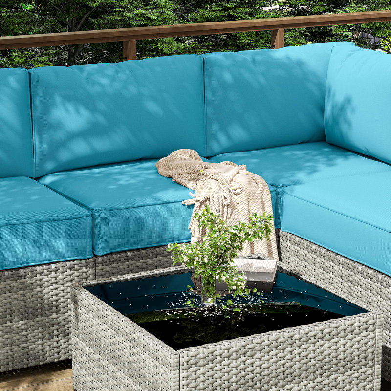 14-Piece Outdoor 4" Replacement Cushion Set Seat/Back Cushion, Teal