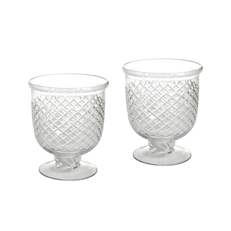 Ouragan en verre gravé à motif losange antique
