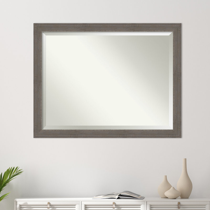 Ariele Flat Wall Mirror, 34.62" x 44.62", Distressed Gray