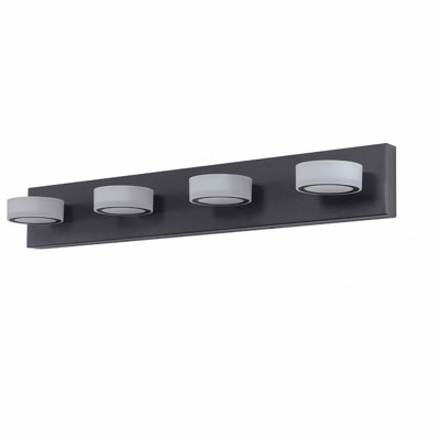 Luminaire de meuble-lavabo de 29 po de style moderne à 4 lumières avec fonction d'éclairage à DEL, matériau métallique élégant au fini noir pour salle de bain