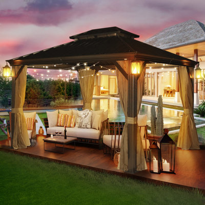 Pavillon de jardin en aluminium et aluminium avec double toit en acier galvanisé