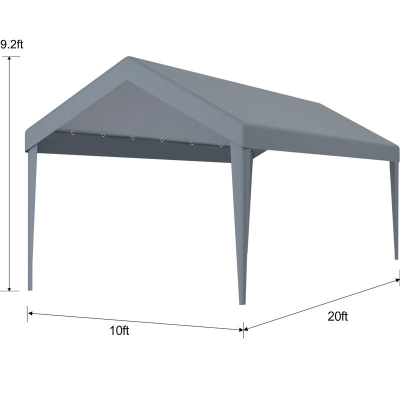 10X20ft Garage Canopy Substitute Awning, Waterproof And With 72 Elastic Buckles. Grey Polypropylene For Carport Shelter. Effortless Installation Compact Storage Choice Shelter Tarp Cover, Protected