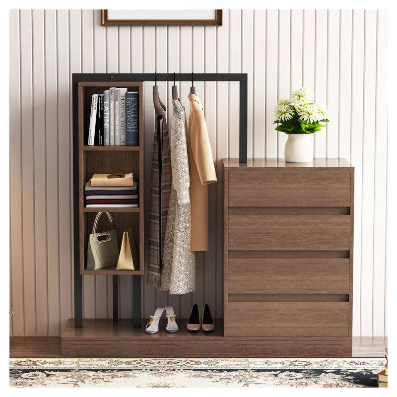 Armoire avec 4 tiroirs et 3 tablettes, Naturel