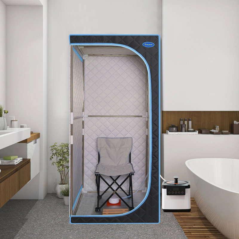 Holaki 1 - Person Portable Traditional Steam Sauna with Remote Control, Blue/Black