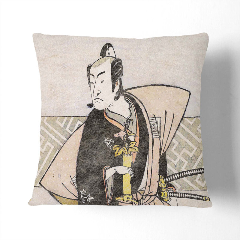 Samurai Ichikawa Omezo by Katsukawa Shunko Cushion with Filling, 40cm H x 40cm W x 15cm D