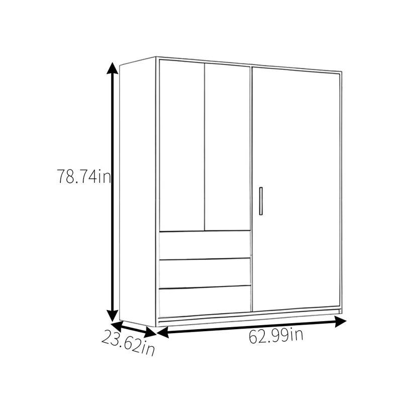 Garde-robe simple foncé classique, H 78,74 po x l 62,99 po x P 23,62 po