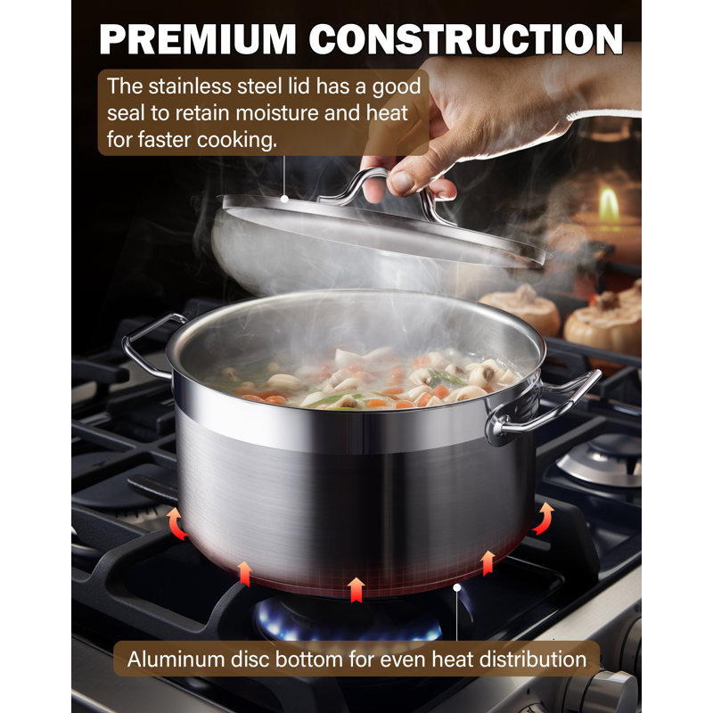 Cooks Standard Kitchen Cookware Sets Stainless Steel, Professional Pots and Pans Include Saucepan, Sauté Pan, Stockpot with Lids, 8-Piece, Silver