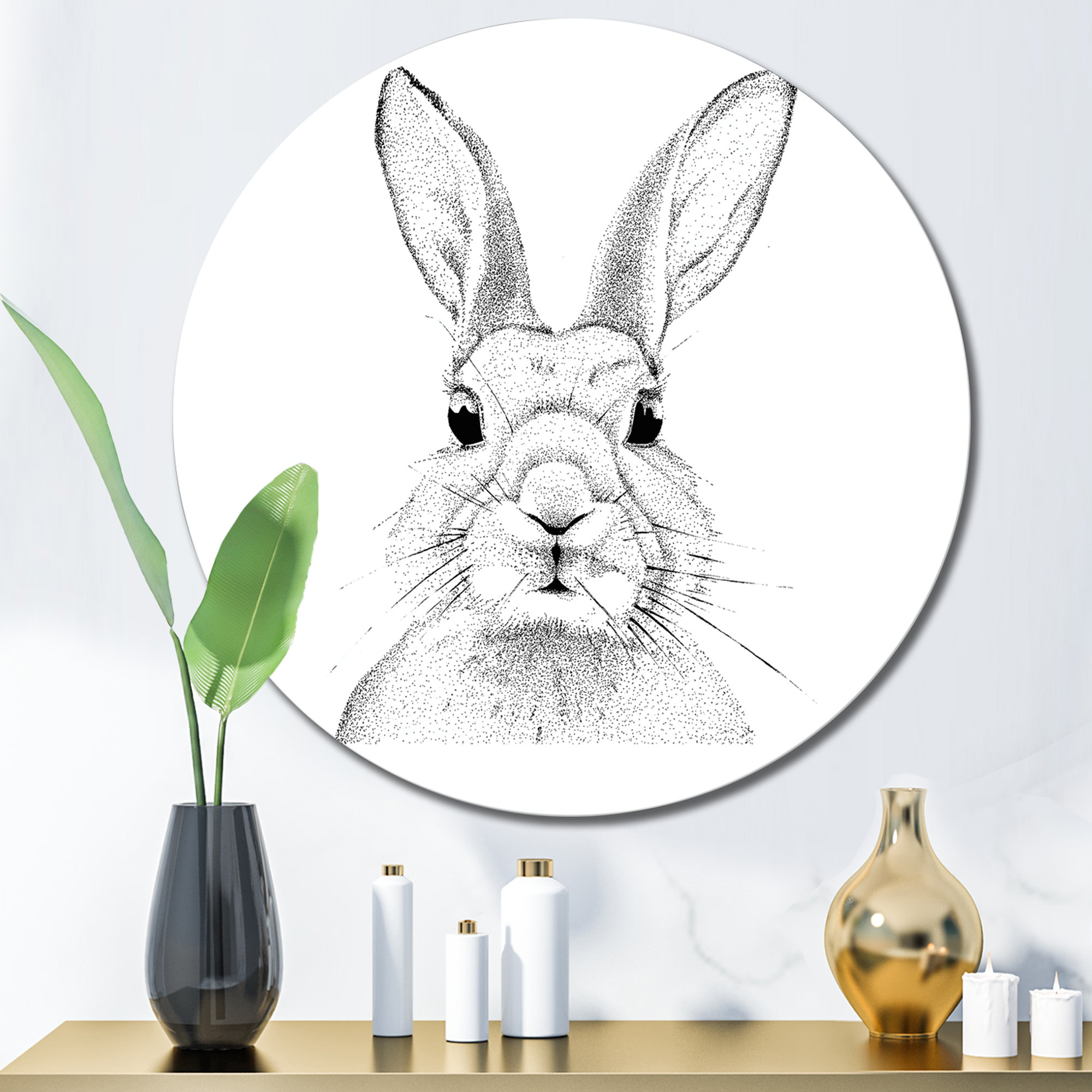 Rosalind Wheeler Pointillistic Monochrome Portrait Of A Rabbit ...