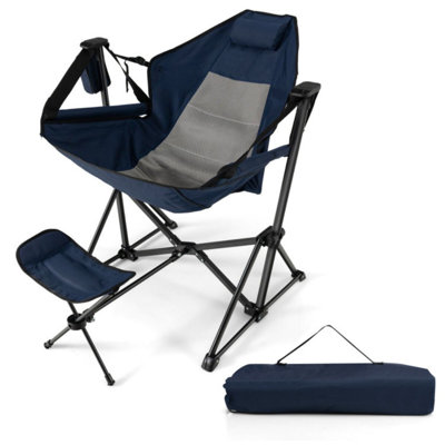 Hammock Camping Chair With Retractable Footrest And Carrying Bag