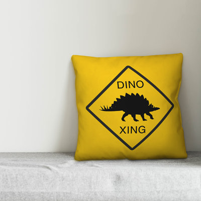  Dino Crossing Square Pillow Cover & Insert