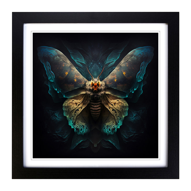 Moth Expressionism - Framed Print, Black