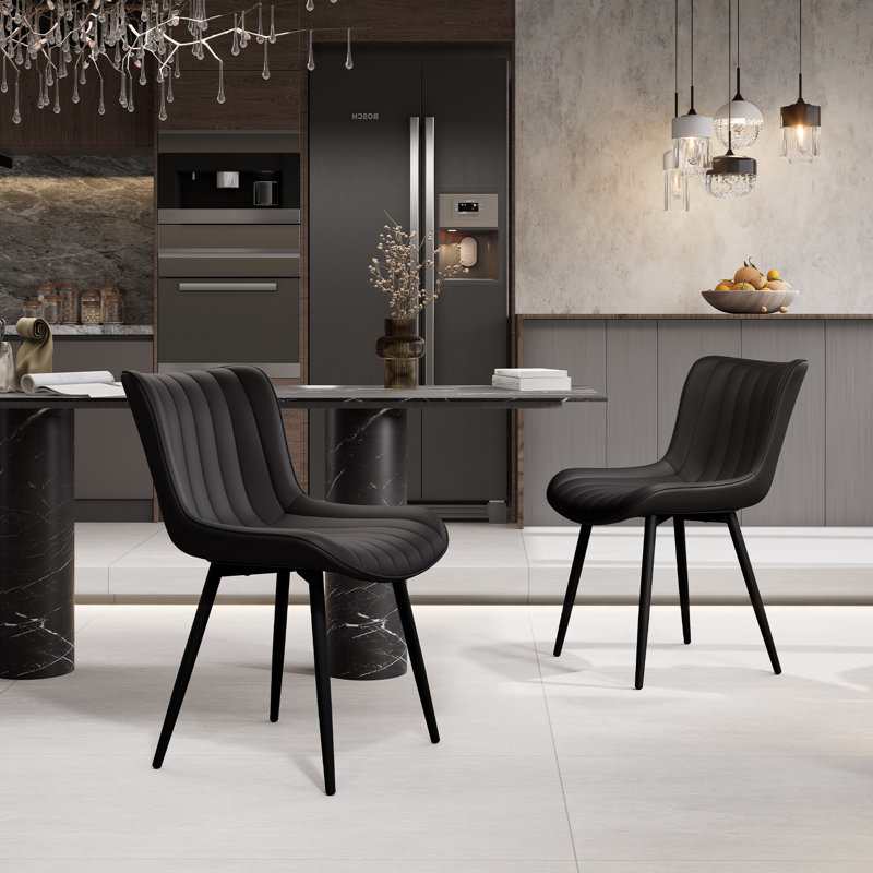 17.7'' H Tufted Upholstered Pine Side Chair, Black