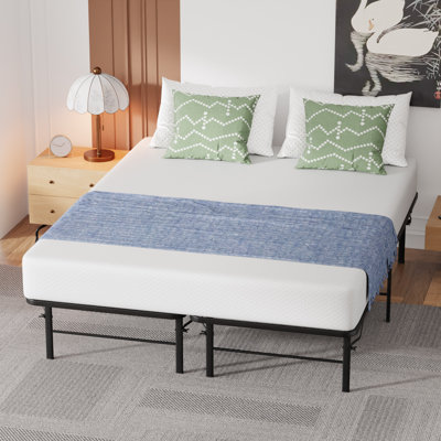 Bed Frame Folding Metal Platform Bed Frame Sturdy Steel Construction Bed Frame Modern Steel Platform Bed Frame With No Box Spring Needed For Home Bedroom Living Room Guest House