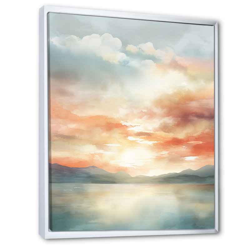 «Bold Sunset Coastal Horizon IV», reproduction sur toile, Cadre flottant blanc, H 44 po x l 34 po x P 1,5 po