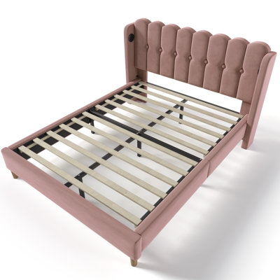 Upholstered Bed With Usb Linen