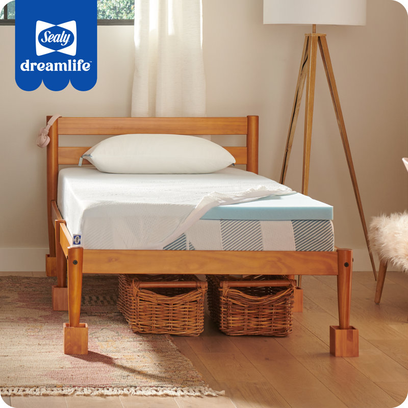 Sealy Dreamlife Medium Gel Memory Foam Mattress Topper with Cooling Cover, Twin XL, 2"