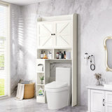 Freestanding Over The Toilet Storage,6-Tier Bathroom Storage Cabinet With Adjustable Shelves,Barn Doors