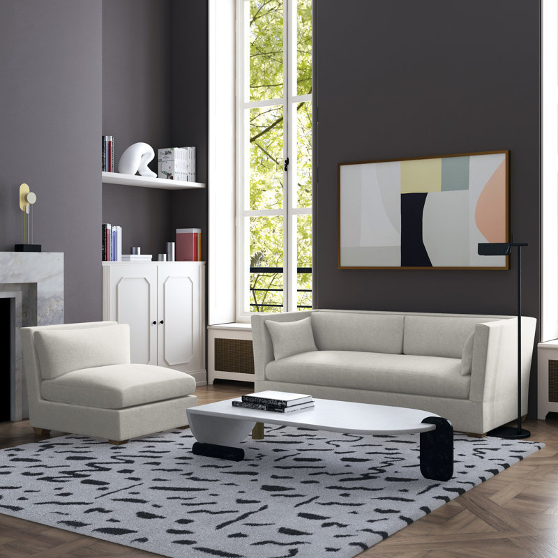 Canapé Rivington, Albâtre de lin à tissage carré, H 31 po x l 84 po x P 37 po, Brun foncé