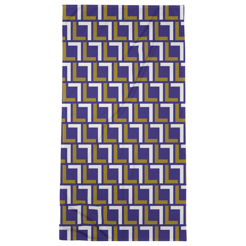 Bath Towel, Purple/Metallic Gold/White
