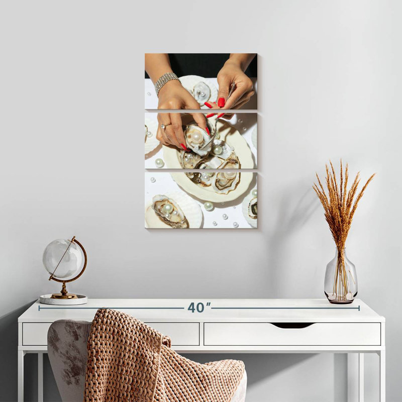 Oyster And Pearls I, 23" H x 14" W