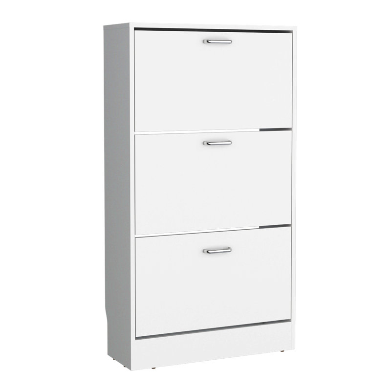 Range-chaussures, 3 portes, 3 tablettes, Blanc