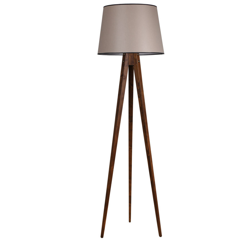 Maquan 62.99'' Tripod Floor Lamp, Brown, Walnut