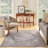 Medallion Machine Washable Polyester Area Rug in Light Blue/Orange/Gray-369937935