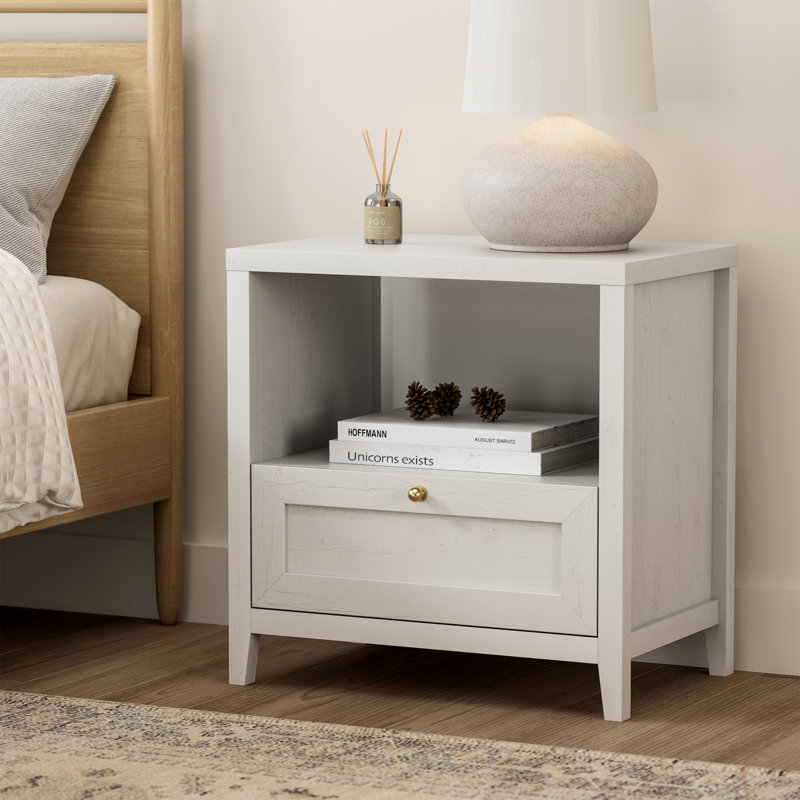 Table de chevet 24 po avec tiroir, Blanc antique, Individuel